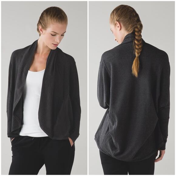 LULULEMON To & Flow Modal-Blend Wrap in Heathered Mod Black (Charcoal Gray) Sz 4 - Picture 1 of 8